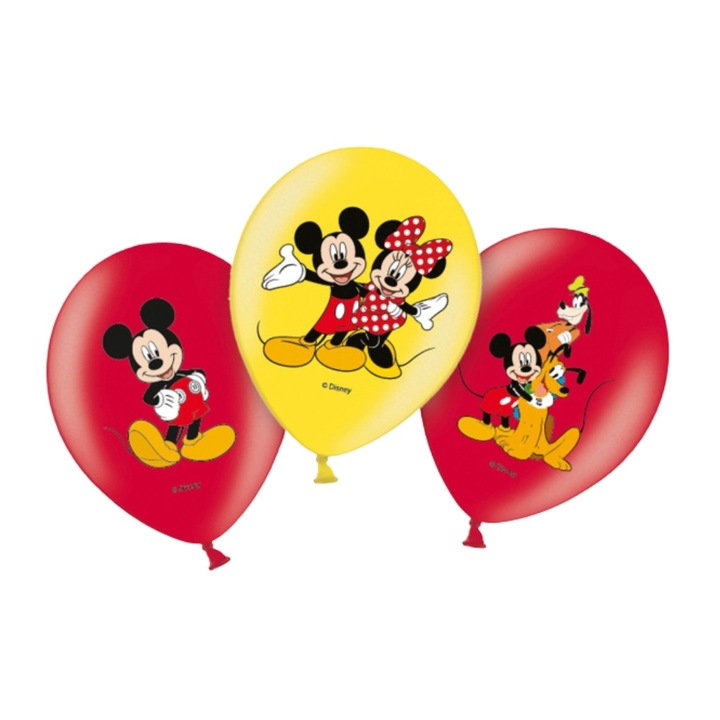 Комплект 6 латексови балона, модел Мики Маус, Amscan, 27,5 см