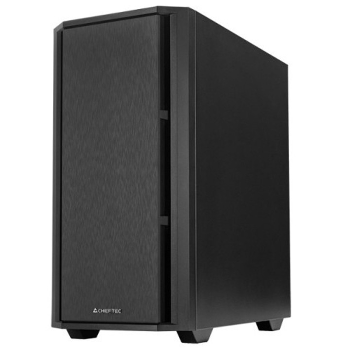 Chieftec "Pro Mini", мини кула, офис, без захранване, поддържа 8x вентилатор, USB 3.2 gen1 x 1, USB 2.0 x 1, USB Type-C, аудио+микрофон, 4 слота за разширение, черен, "AZ-01B-OP"