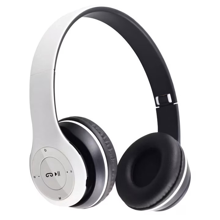 Vezeték nélküli fejhallgató P47, Bluetooth 5.0 + EDR, sztereó, FM rádió, MP3, mikrofon, fehér