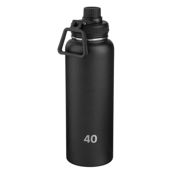 Rozsdamentes acél izotermikus palack fogantyúval, 1.19L űrtartalom, fekete színű