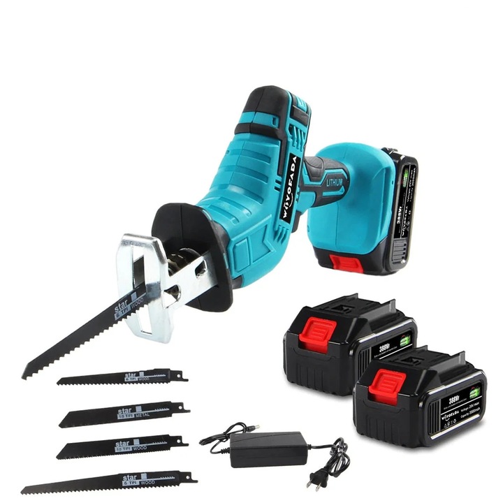 Fierastrau Barste Electric Gradina fara Fir 48V cu 2 Acumulatori si LED – Soricel pentru Taiat Lemn, PVC, Aluminiu