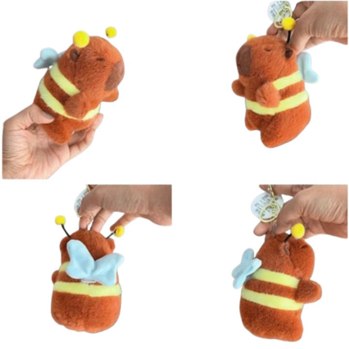 Плюшена играчка ключодържател пчела капибара с подвижни крила VICTINY® 12 см