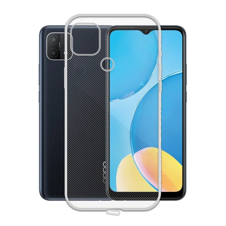 Husa Antisoc cu DOP Anti-Praf pentru Oppo A15, Anti-Dust, Colturi intarite, Silicon, Protectie Eficienta, Protectie pentru Portul de Incarcare, Design Slim, Usor de Folosit, Decupaje Precise, Transparenta