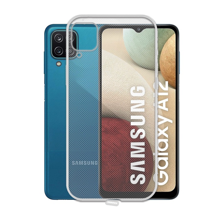 Husa Antisoc cu DOP Anti-Praf pentru Samsung Galaxy A12, Anti-Dust, Colturi intarite, Silicon, Protectie Eficienta, Protectie pentru Portul de Incarcare, Design Slim, Usor de Folosit, Decupaje Precise, Transparenta