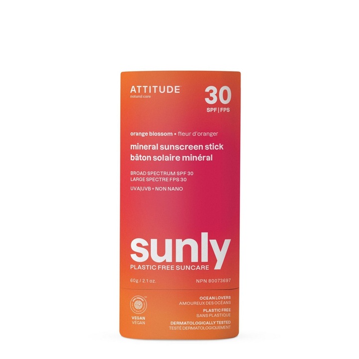 Stick mineral cu protectie solara SPF30, aroma floare de portocal, 60 g