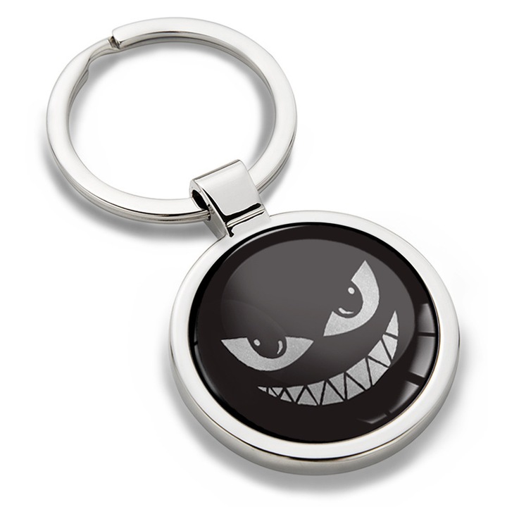 Breloc metalic cu cutie cadou, Biomar Labs, unisex, 3D, argintiu/negru, KK 291