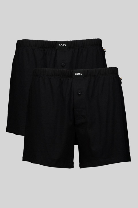 BOSS, Set de boxeri lejeri din jerseu - 2 perechi, Negru