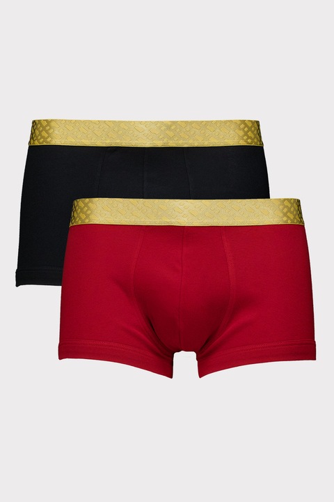 BOSS, Set de boxeri cu logo - 2 perechi, Rosu/Negru