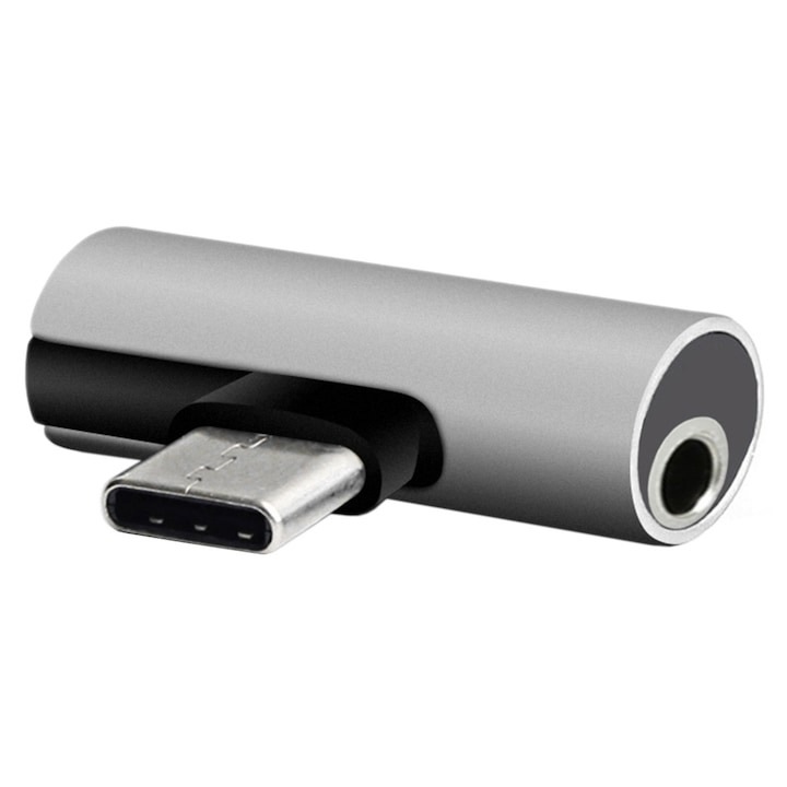 Audio adapter USB Type-C - miniJack 3,5 mm, szürke, Dactylion®