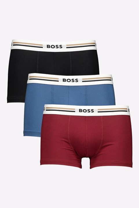 BOSS, Set de boxeri Revive - 3 perechi, Visiniu/Negru/Albastru