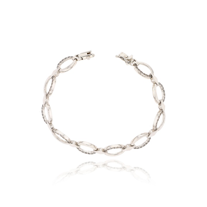 Bratara dama, din aur alb de 14 karate, cu zirconiu