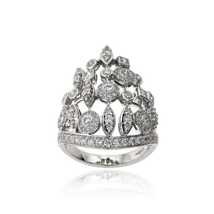 Inel dama Skaras, din aur alb de 18K, cu diamante