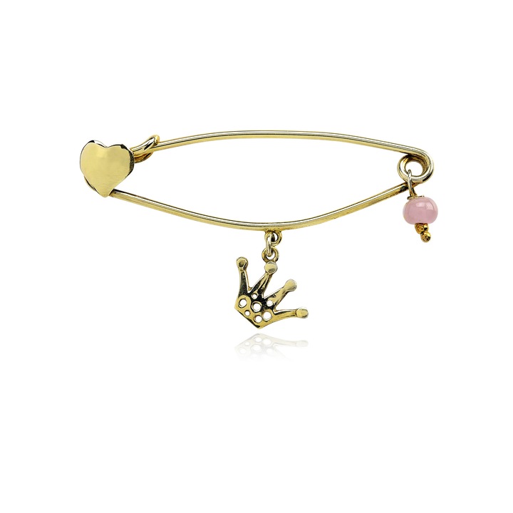 Brosa tip ac de siguranta Skaras, din argint 925, auriu