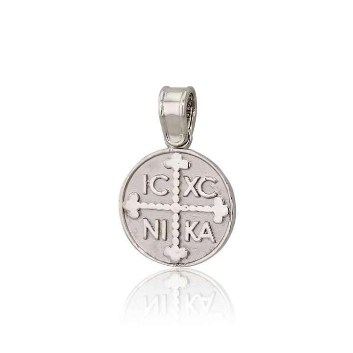 Pandantiv Constantin cu doua fete, aur alb K9 037517, skaras