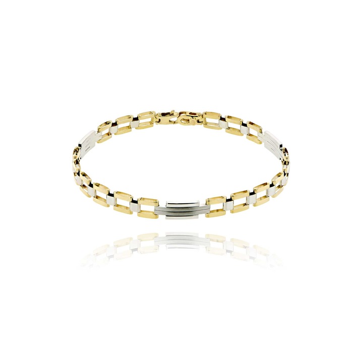 Bratara, Aur alb si galben de 14 karate, Auriu / Argintiu