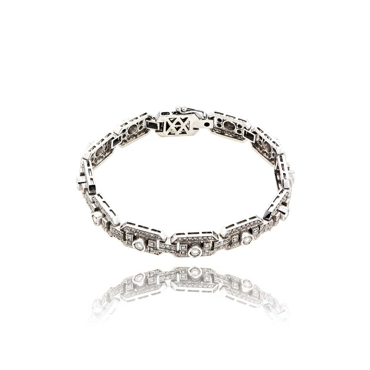 Bratara din aur alb de 18K cu diamante stralucitoare