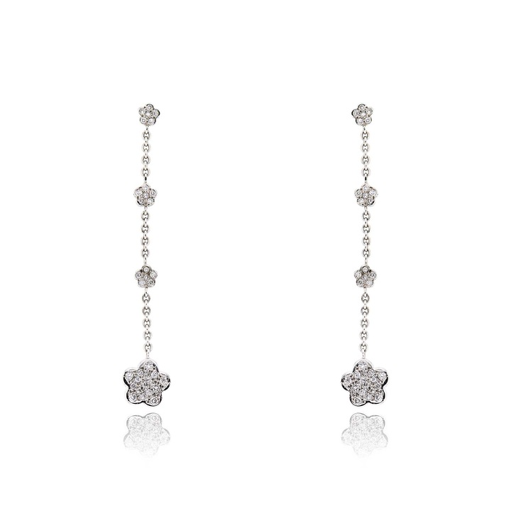 Cercei din aur de 18 karate cu diamante