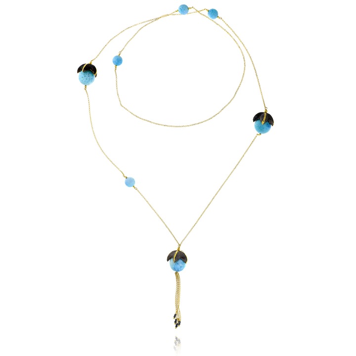 Colier, Argint placat cu aur, Auriu / Albastru