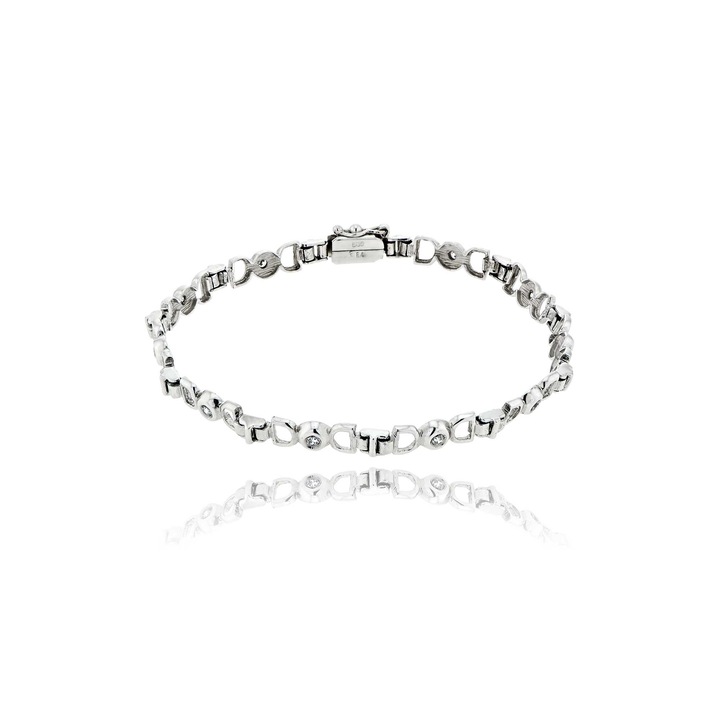 Bratara din aur alb de 14 karate cu pietre de zirconiu