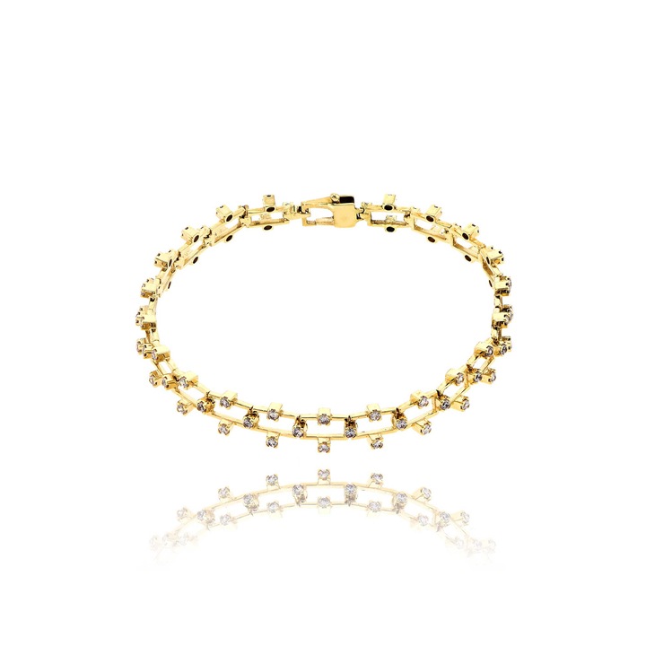 Bratara din aur galben de 14K cu pietre de zirconiu