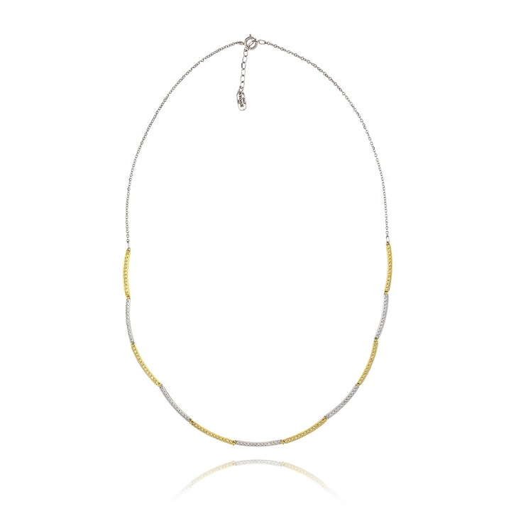 Colier Skaras, din aur alb/galben de 14K, cu pietre de zirconiu