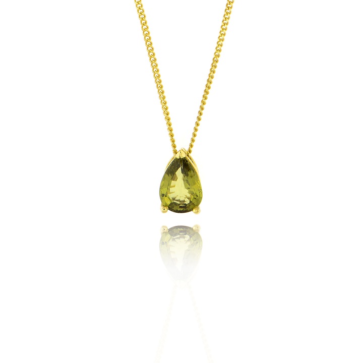 Lant cu pandantiv, Skaras, Aur Galben de 14 K, Peridot, Auriu / Verde