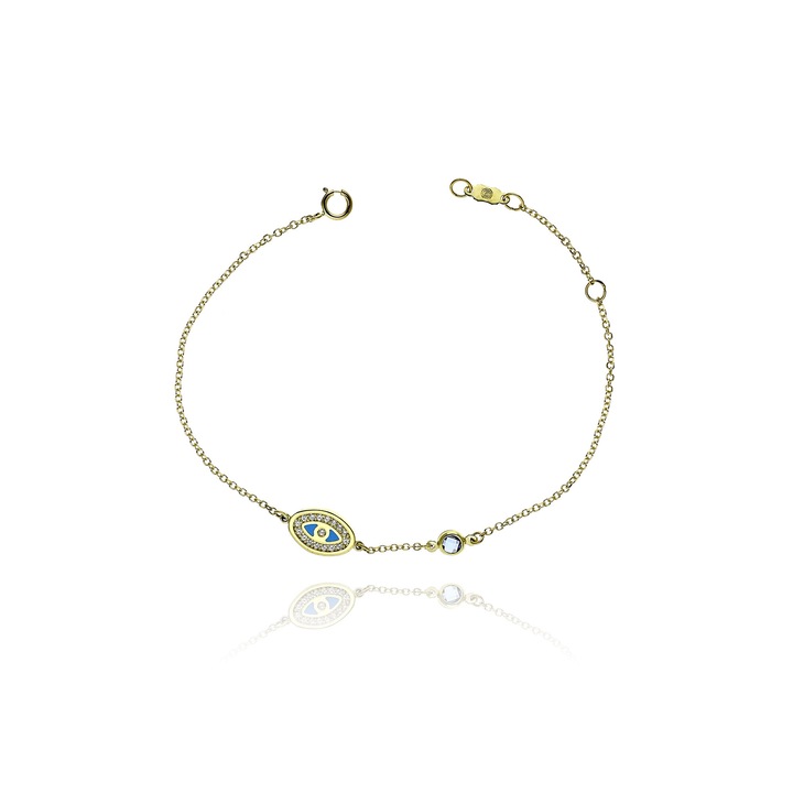 Bratara dama Skaras, cu pietre zirconiu, aur galben 9K