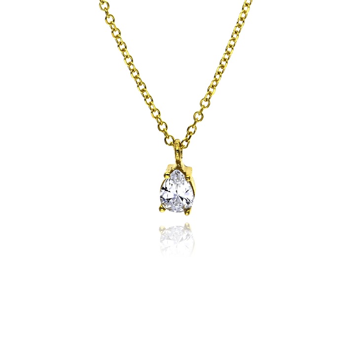 Lant cu pandantiv Skaras, din aur galben 9K, cu Zirconiu