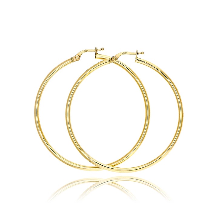 Cercei rotunzi dama Skaras, din aur galben 14K