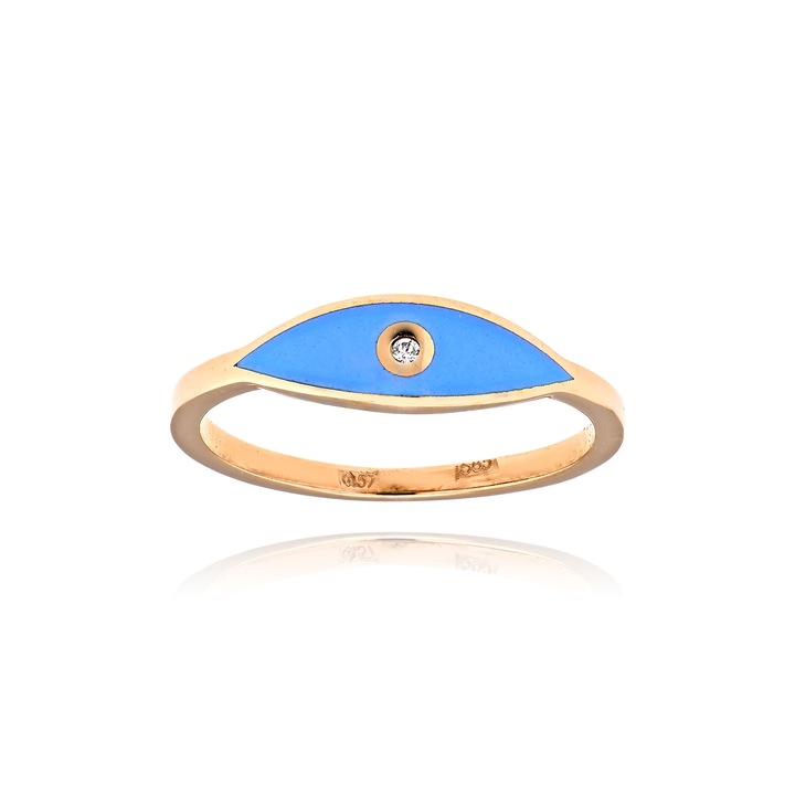 Inel dama, Skaras, model ochi, din aur roz 14K, cu zirconiu