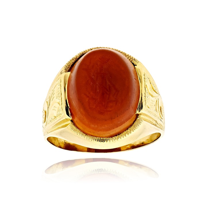 Inel barbatesc din aur galben 18K, Skaras, Auriu