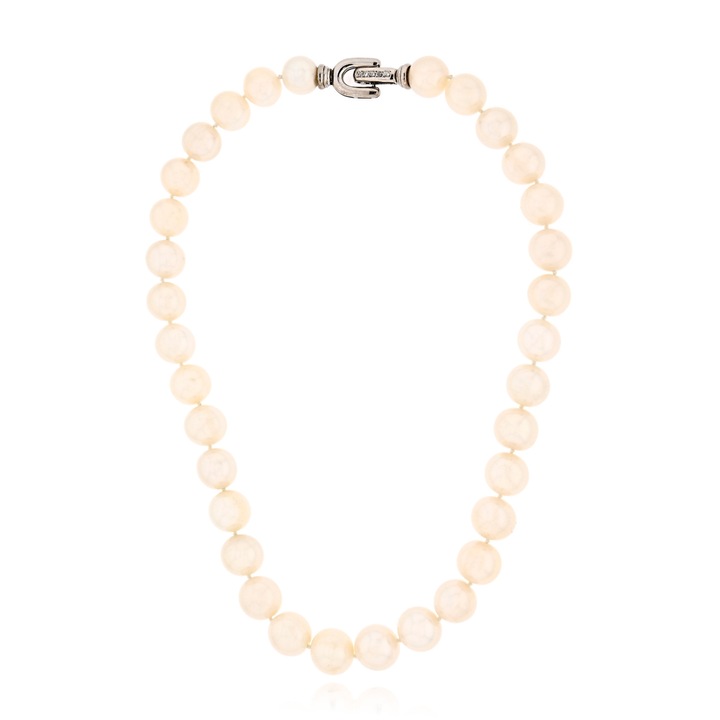 Colier cu Perle de Apa Dulce 12-13 mm, Aur Alb K14