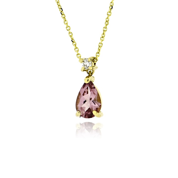 Colier dama, Skaras, Aur galben 18 carate, Diamante, Turmalina, Auriu