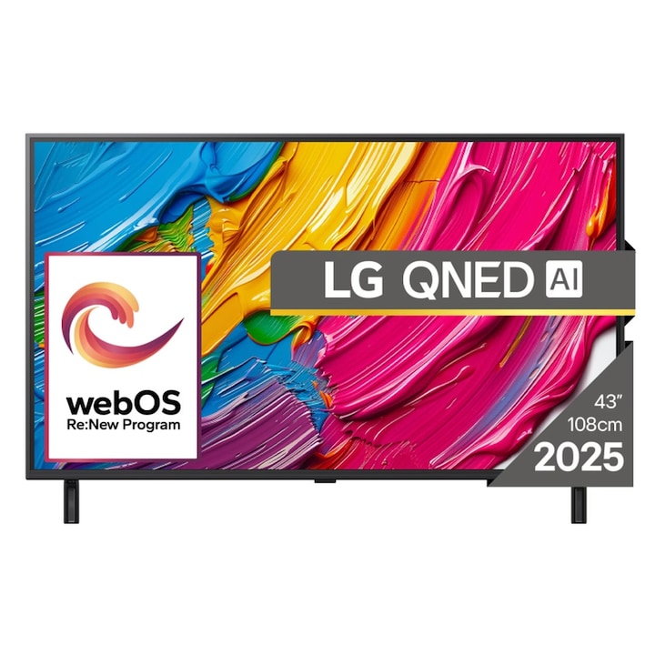 Телевизор LG 43QNED80A3A, 43" 4K QNED HDR Smart TV, 3840x2160, DVB-T2/C/S2, a7 AI Processor, HDR10 / HLG, webOS 25 ThinQ, VRR / ALLM / HGiG, 4K Upscaling, WiFi 5, Voice Controll, Bluetooth 5.1, AirPlay 2, LAN, CI, HDMI, SPDIF, Google Cast, 2 p 43QNED80A3A
