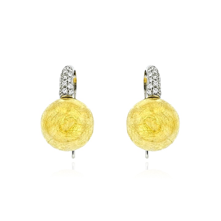 Cercei din aur galben si alb K18 cu diamante, Skaras