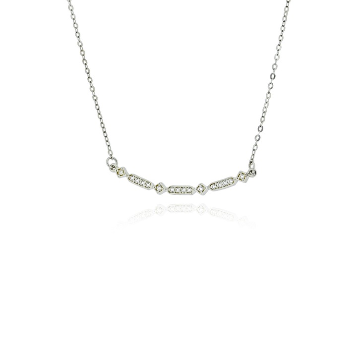 Colier alb aurit K14 cu pietre zirconiu, Skaras