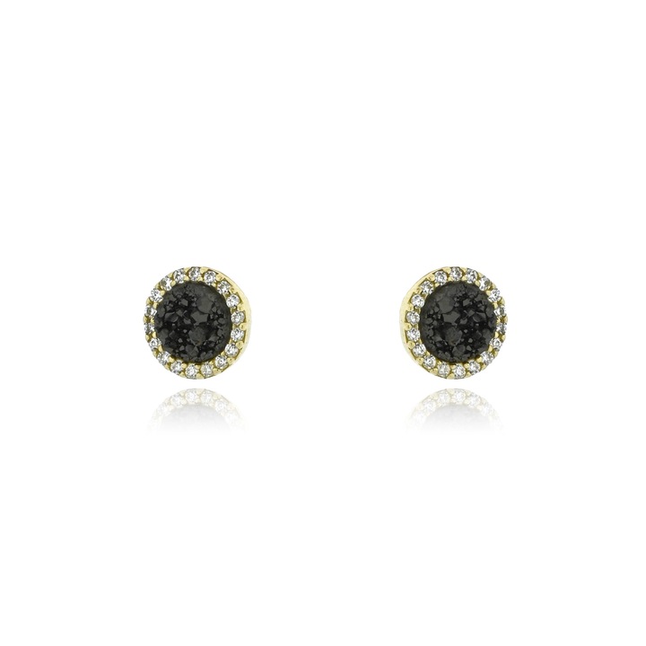 Cercei rozeta din aur galben K14 cu pietre zircon, Skaras