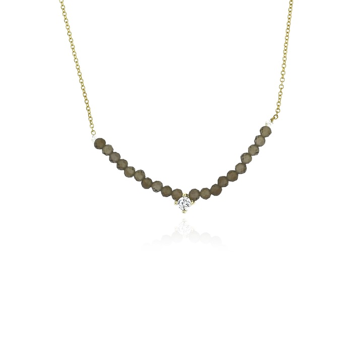 Colier din aur galben 14 karate cu pietre zircon si cristale, Skaras