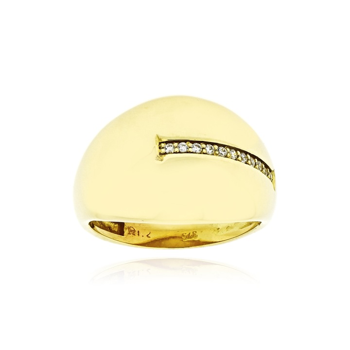 Inel din aur galben K9 cu pietre zircon, Skaras