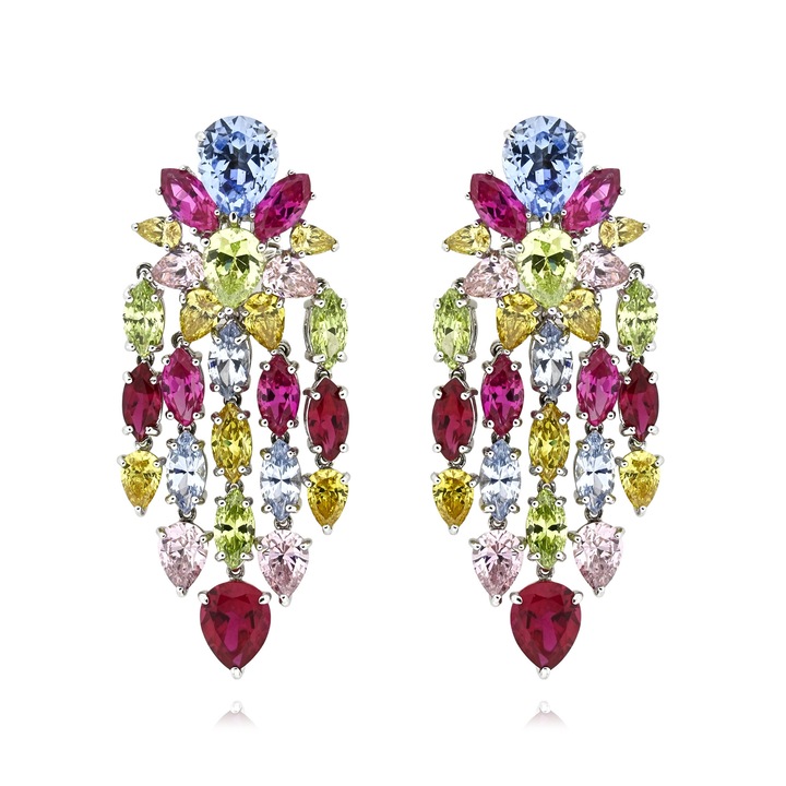 Cercei crema din argint 925 cu pietre zircon, Skaras