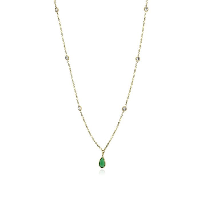 Colier aur 14K cu pietre zirconiu, Skaras, Auriu