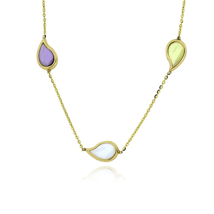 Colier cu pietre din aur galben K14 si zirconii, Skaras