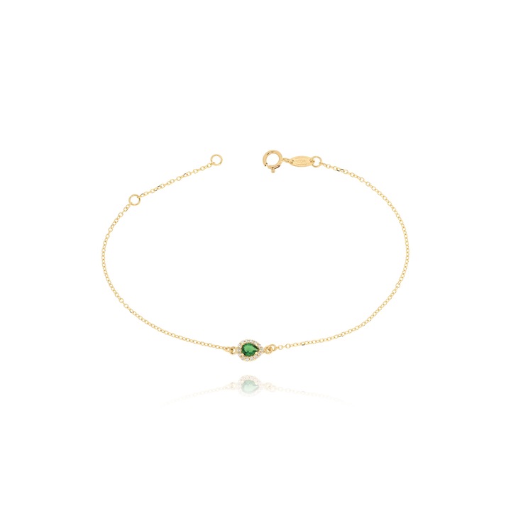 Bratara Rozeta din Aur Galben K14 cu Pietre Zircon, Skaras