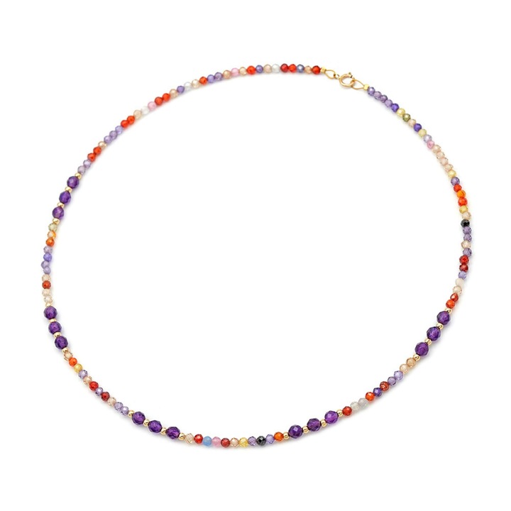 Colier cu ametist, agat si elemente din aur galben de 14 karate 042863