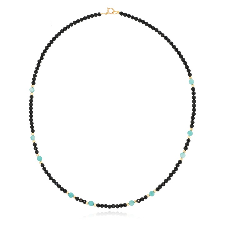 Colier cu Spinel, Amazonite si Elemente din Aur Galben K14, Skaras
