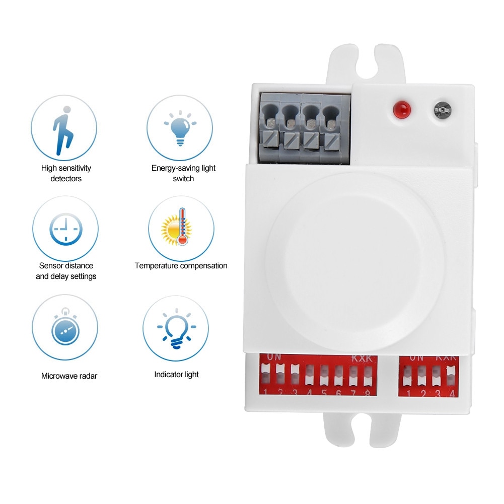 Comutator de lumina cu senzor de miscare radar cu microunde, 220V-240V ...