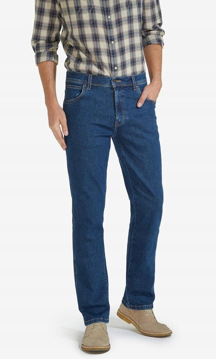 Blugi Wrangler, bumbac/elastan, regular fit, albastru, Albastru