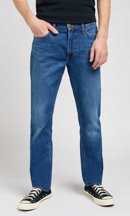 Blugi Lee Daren, croiala dreapta, albastru inchis, bumbac elastan