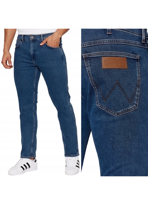 Pantaloni din denim barbati, Wrangler Greensboro 803, croiala dreapta, albastru, W31 L34