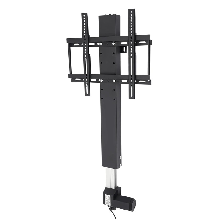Мобилна електрическа стойка за телевизор, регулируема височина, товароносимост 50 кг, 26-57 инча, черна